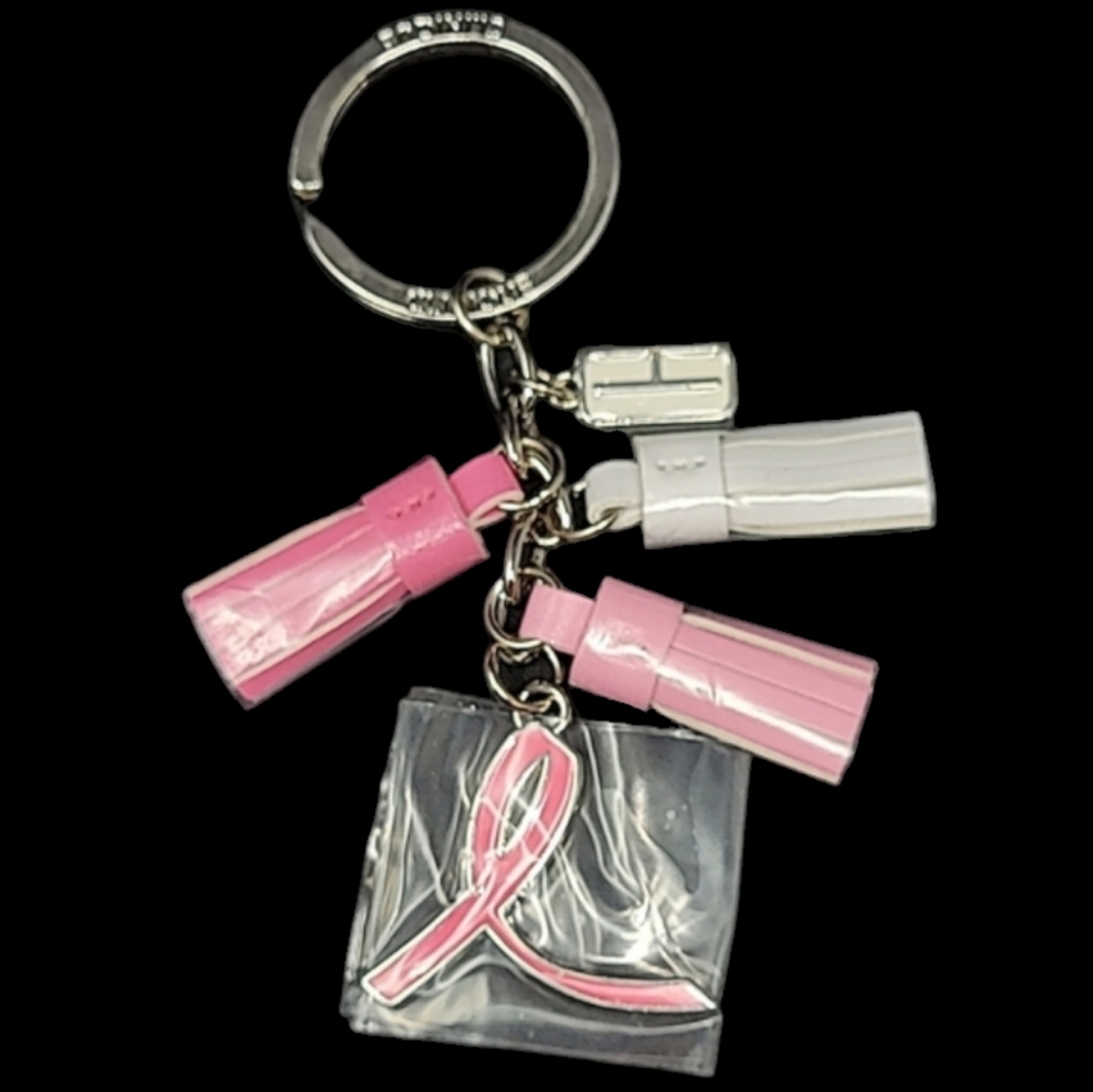 NEW CLINIQUE PINK BREAST CANCER KEY CHAIN